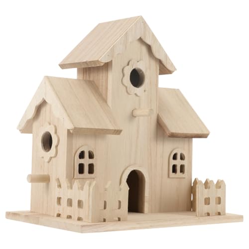 Wooden Bird House Unfinished Birdhouse to Paint for Kids and Adult Wood Hanging Sleeping Nest for Bird Garden Bird Bed for Hummingbird Squirrel Conure and Parrot