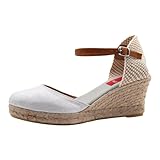 PASARELA - Sandalias de Esparto/Yute Alpargata 5 Cuerdas Cuña Plata Mujer Lona Mujer Color: Plata Talla: 39