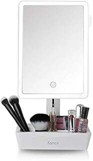 Fancii LED Lighted XL Large Vanity Makeup Mirror with 10X Magnifying Mirror - Dimmable Natural Light, Touch Screen, Dual Power, Adjustable Stand with Cosmetic Organiser (Gala)