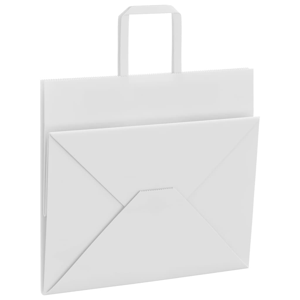 QUAHEAS Bolsas de papel blanco con asas de cuerda de papel, 32 x 22 x 28 cm, 250 unidades, papel de estraza para regalo, fiesta, regalo, embalaje, cumpleaños, boda, Navidad, Pascua