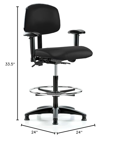 Image of Perch Task Chair with Foot Ring, Glides, 25 inch-34.5 inch, Black Fabric
