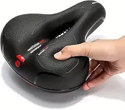 Banco De Bicicleta Confortável Selim Largo Com Absorção De Choque Almofada De Bike Macia À Prova D'Água Com Faixa Traseira Segurança Assento Com 2 Molas Anti-Impacto