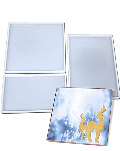 Large Resin Tray Mold Oversize Silicone Casting Molds for Resin 1 Large Rectangle, 1 Small Round, 1 Small Square (3 Pack(3 Tray Mold), Free Size)