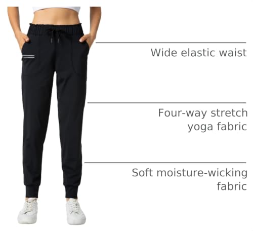 Image of Haowind Joggers for Women with Pockets Elastic Waist Workout Sport Gym Pants Comfy Lounge Yoga Running Pants