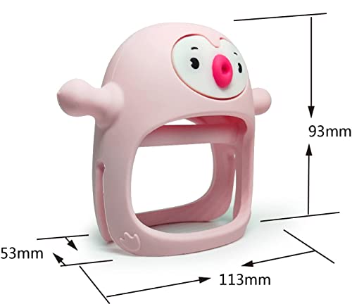 Image of Penguin Buddy Never Drop Silicone Baby Teething Toy for 0-6month nfants, Baby Chew Toys for Sucking Needs, Hand Teether for 3-6Months,Car Seat Toy for Infants, (Old Roze)