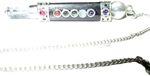 Péndulo de varita de chakras de turmalina negra azabache, curación genuina, reiki, chakras, libreto gratuito de Jet International Crystal Therapy,