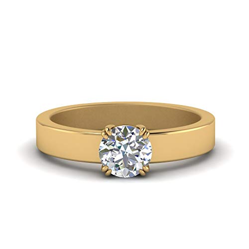Bague de fiançailles solitaire avec pierre personnalisable et anneau chic plaqué or jaune
