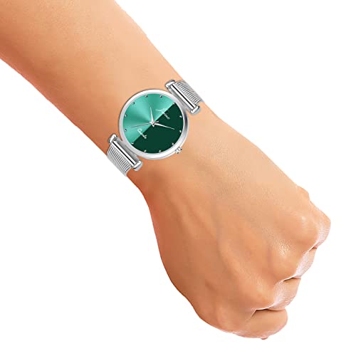 Image of jainx Silver Mesh Chain Analog Women Wrist Watch (Blue /Black /Silver /Pink /Green Color Dial)