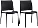 CLP Gartenstühle 2er Set stapelbar wetterfest Meton, Gartensessel mit Lehnen UV-beständig, Outdoorstühle aus Kunststoff bis 150 kg belastbar | Farbe schwarz