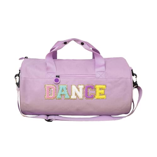 Dance Ballet Bag Gym Duffle Bags Overnight Travel Bags Fun Dance Workout Duffel Bag Toddler Cute Bag for Dancers (PURPLE)