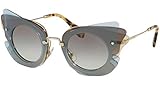 Protective case included MIU MIU Damen 0Mu02Ss Va00A7 63 Sonnenbrille, Türkis (Azure/Hazelnut/Greygradient)