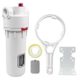 Dual-layer with Viewing Window Whole House Water Filter Housing,Tool-Free or Wrench-Assisted Pre-filtration System with 3/4 NPT Inlet and Outlet,Fit Universal 10