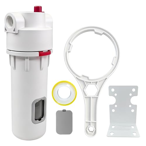 Dual-layer with Viewing Window Whole House Water Filter Housing,Tool-Free or Wrench-Assisted Pre-filtration System with 3/4 NPT Inlet and Outlet,Fit Universal 10