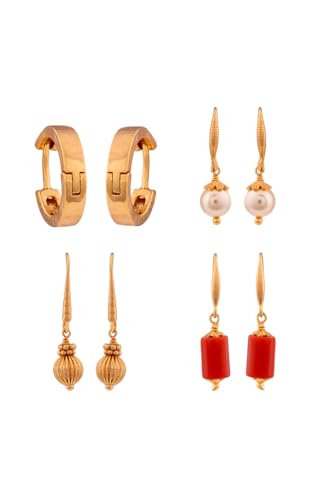 Image of Radha's Creations brass Ruby Emerald stud earrings one gram gold for women and girls one gram gold