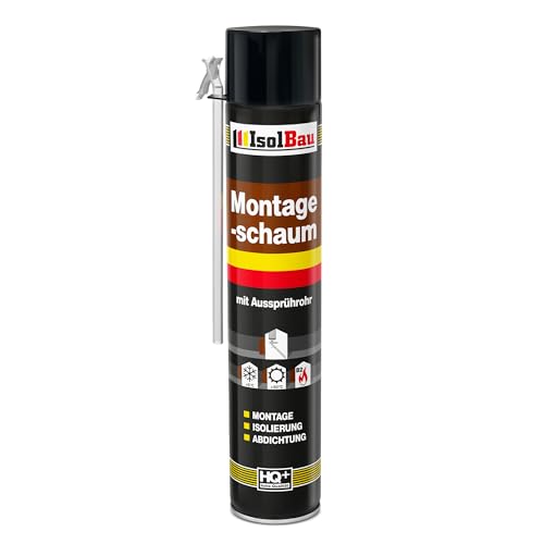 Isolbau B2 Mousse de montage avec tuyau de pulvérisation – Mousse de construction en polyuréthane pour montage, isolation, étanchéité, intérieur et extérieur – 1 x 750 ml