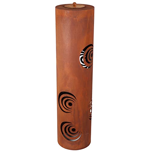 Rostikal Feuersäule Outdoor 80 cm mit Feuertopf Gartendeko Rost Laterne Feuerstelle