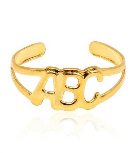 Anel ABC formatura infantil Banhado a Ouro 18k - Unissex Ajustável