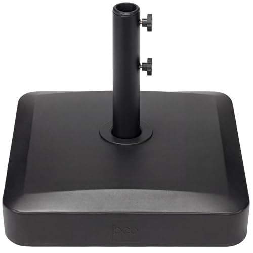 Best Choice Products 55lb Fillable Umbrella Base Stand Plastic Patio Umbrella Stand with Pole Holder Adjustment Knob for Outdoor Lawn Deck Asscher Design - Black