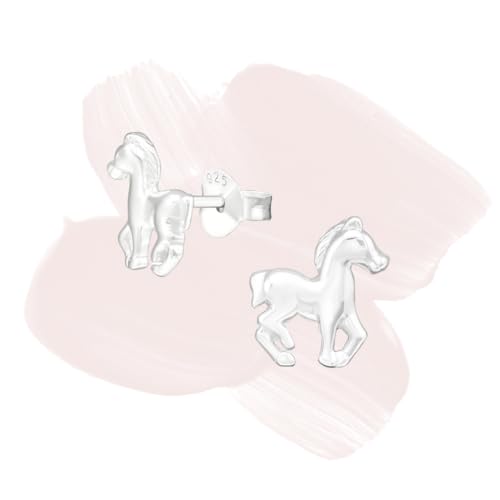Laimons Kids Pendientes para niña Caballo poni potro Brillante Plata de ley 925