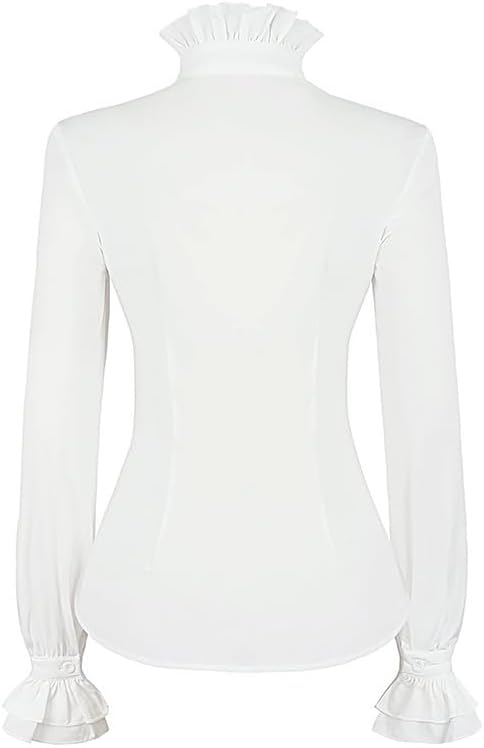 Women's Gothic Blouse Long Sleeve Ruffled Victorian Shirts with Lace Collar Bowknot for Halloween Cosplay Party - Image 4