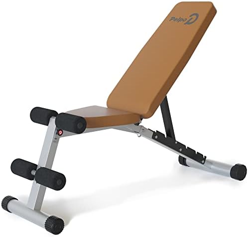 Pelpo Weight Bench for Full Body Exercise, Adjustable Workout Bench Press for Home Gym Strength Training And Weightlifting, Incline/Decline Utility Extension Bench Set For 6 Positions, Brown Pad
