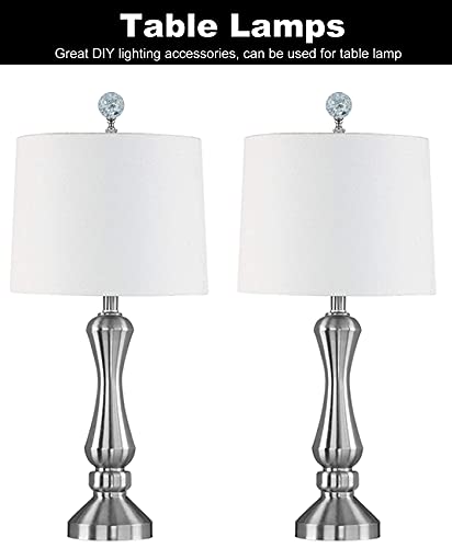 Image of Crystal Lamp Finials with Crackle Ball Design and Silver Lamp Screw Knob Base, Lamp Topper Decorative for Table and Floor Lamp Shade Top (Silver)