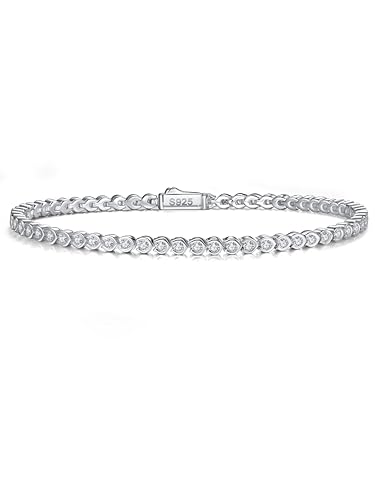 D Color VVS1 Clarity Moissanite Tennis Bracelet for Women, Really Authentic Solid 925 Sterling Silver, 5.5-7.5inch (14-19cm), Birthday Anniversary Valentines Mothers Day Ideal Gift for Her
