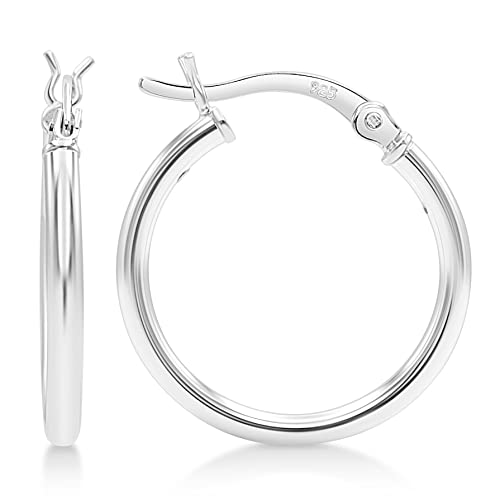 KEZEF 925 Silver Hoop Earrings for Women - Small & Large Sterling Silver Hoop Earrings for Men - Hypoallergenic Silver Earrings Available in 10mm-50mm
