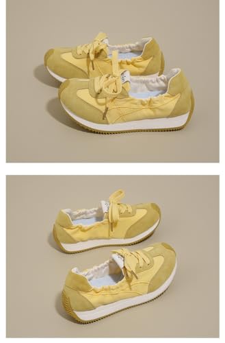 Sneakerina Ballet Sneakers for Women Lace-up Satin Ballerina Sneakers Flat Round Toes Cute Y2K Retro No Slip Sole Soft Breathable Lightweight Casual Comfort Dress Shoes Tennis Preppy Gift for Teens2