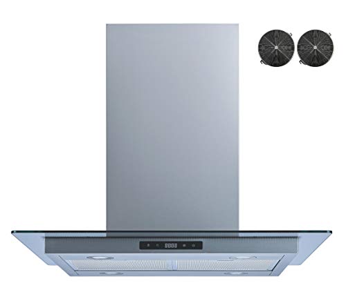 Winflo 30 In. Convertible Stainless Steel Glass Island Range Hood with Mesh Filters and Touch Sensor Control
