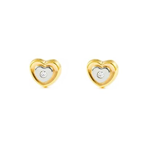 9ct Two Colour Gold Heart Earrings for Children Cover