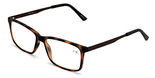 V.w.e. Men Premium Rectangle Tr90 With Extended Metal Temple - Extra Large Reader - 147Mm Wide Frame Reading Glasses (Tortoise-Bronze, 2.00) #TOP1