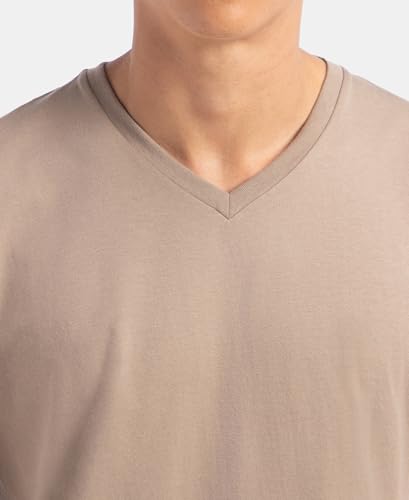 Image of Jockey 2726 Men's Super Combed Cotton Rich Solid V Neck Half Sleeve T-Shirt