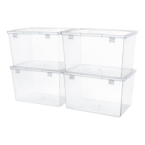 Image of Clear Storage Box with Lid 4 Pack,2.5 Quart Plastic Bins Craft Organizers and Storage, Small Container Stackable Case Box for Cosmetic, Plastic Storage Containers for Home Organization