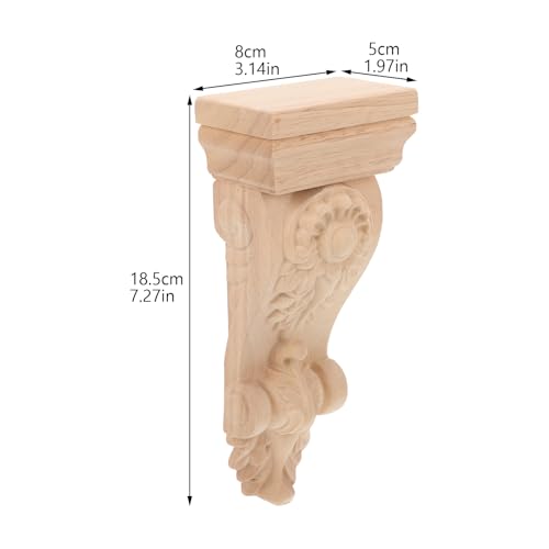 BESTonZON 2 Stück geschnitzte Holz-Kapitelle und Konsolen, unbemalt, dekorative Holzleisten für Möbel und Heimdekoration, ideal für Tür- und Regalhalterungen im europäischen Stil