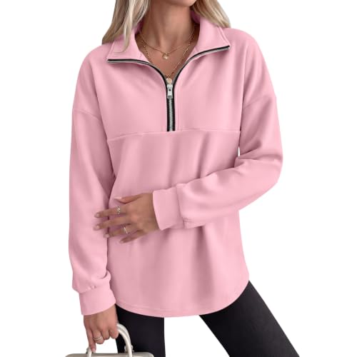 Quarter Zip Sweatshirt Women Casual Hooded Sweatshirt Cute Fall Sweatshirts - image 6