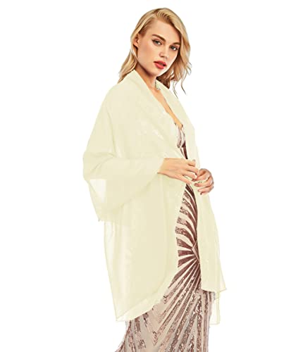 ZIUMUDY Soft Chiffon Shawls and Wraps for Formal Evening Party Dresses, Bridal Bridesmaid Shawl Scarf for Wedding4
