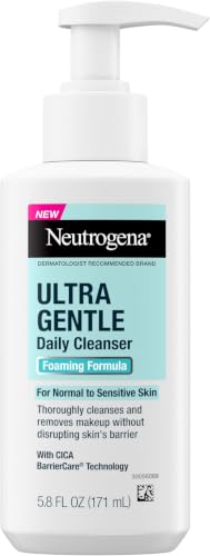 Image of Neutrogena Ultra Gentle Foaming Facial Cleanser, Foaming Face Wash for Sensitive Skin, Gently Cleanses Away Dirt, Oil & Makeup Without Over Drying, Fragrance-Free, 5.8 fl. oz (Pack of 12)