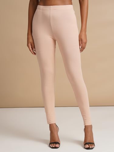 Image of ONE SKY Women Full Length Leggings | Cotton Modal Spandex Blend | High Waist Stretchable & Bio-Washed Fabric | Colour-Lock Technology | Comfortable Leggings for Women