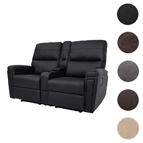 Mendler 2er Kinosessel HWC-K17, Relaxsessel Fernsehsessel Sofa, Nosagfederung Getränkehalter Fach - Kunstleder schwarz – Bild 6