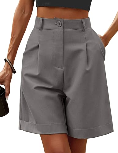 HOTOUCH Womens Shorts Summer Trendy Fashion 2026 High Waisted Grey Bermuda Shorts