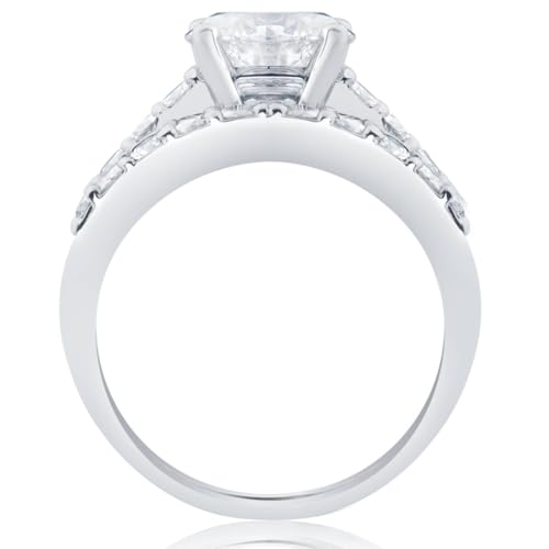 Pompeii Certified 3ct Diamond Engagement Ring Wedding Band Set 14k White Gold Lab Grown (G/H,VS2-SI1)2