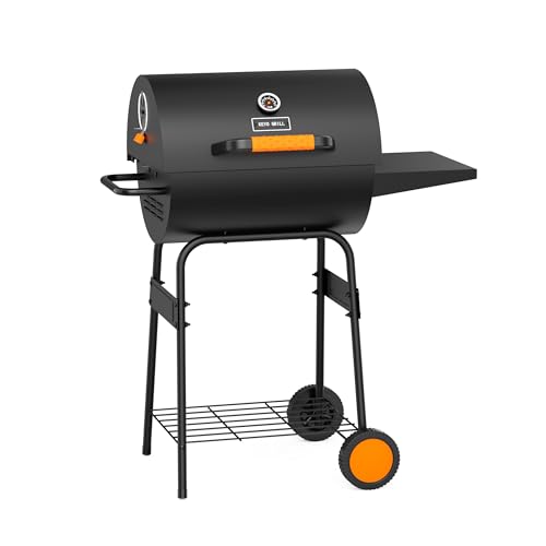 KEYO GRILL Barbecue à Charbon Et Fumoir avec Plateau à Charbon Réglable en Hauteur, Grand Barbecue Baril Portable pour Jardin, Terrasse, Camping,...