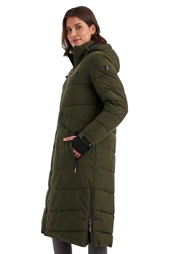 Killtec Damen Kow 62 Wmn Qltd Ct Wintermantel Mantel in Daunenoptik mit Kapuze, dunkeloliv, 38 EU