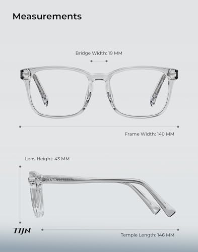 Image of TIJN Premium Blue Light Blocking Glasses for Women Men Computer Gaming Use | Square TR90 Frame Nerd Eyeglasses Anti Blue Ray with Red, Orange, Clear Lens for Computer, Phone, TV and Evening Screen Use