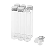 Cadbibe 30ml Glass Clear Test Tubes with Screw Caps and Plastic Stoppers, Liquid Sample Vial, Leak-Proof Flat Test Tubes, 6PCS