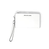 Michael Kors Jet Set Travel Double Zip Saffiano Leather Wristlet Wallet (Optic White)