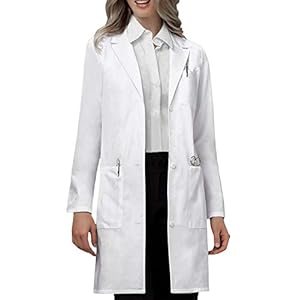 VOGRYE Professional Lab Coat for Women Long Sleeve, White, Unisex