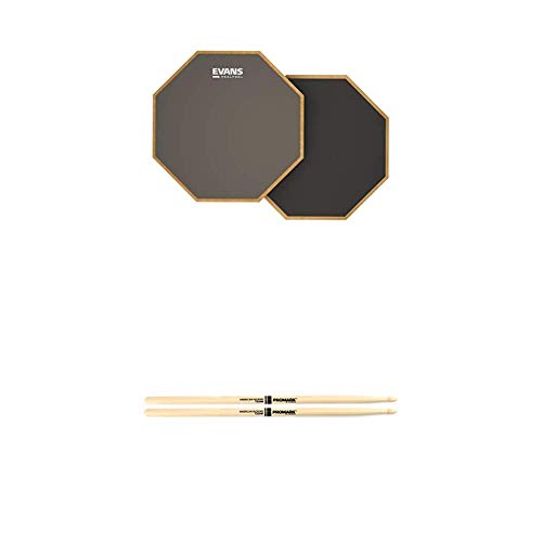 Evans Realfeel Practice Pad 12 Inch y Baquetas Promark 5A miniatura 1
