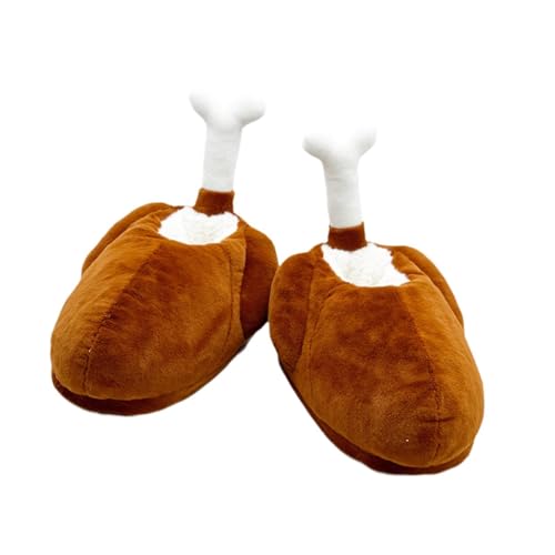 Thanksgiving Turkey Legs Plush Slippers Unique Pull on Slippers for Party Favors Brown